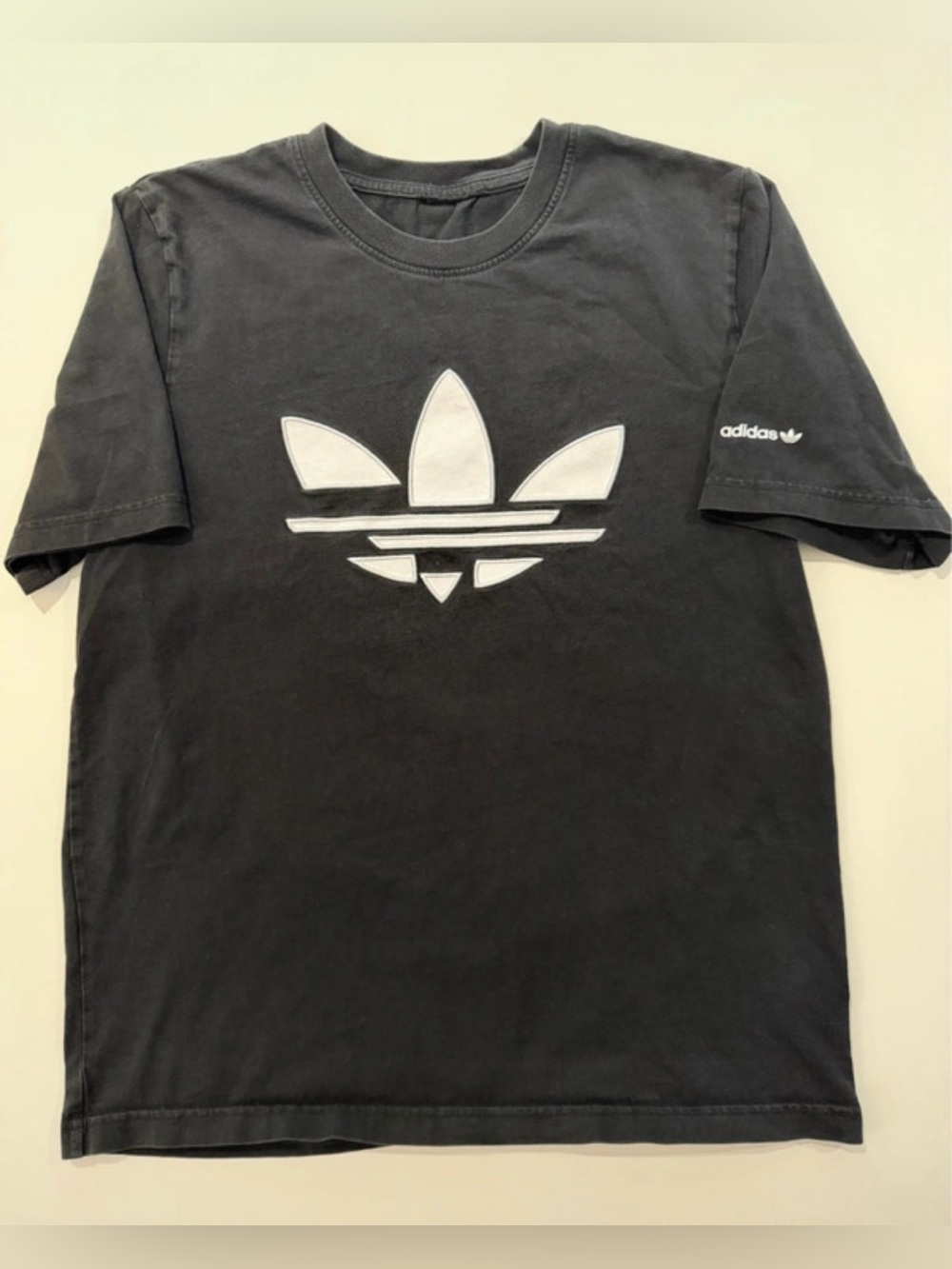 Adidas Originals Men's Black Trefoil Logo T-Shirt Appliqué Medium